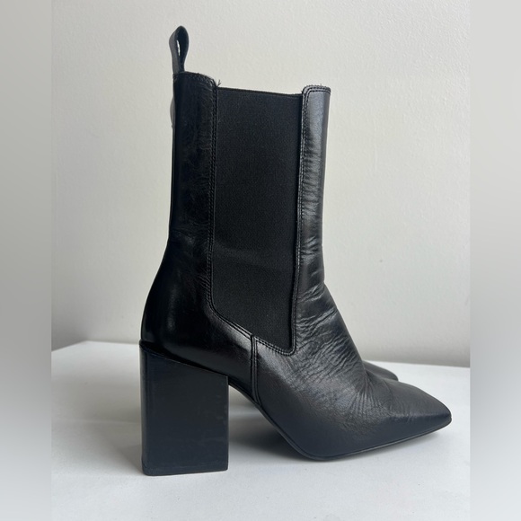 JONAK Black Leather Square Toe Chelsea Boots | Block Heel | EU 38 - Picture 11 of 15